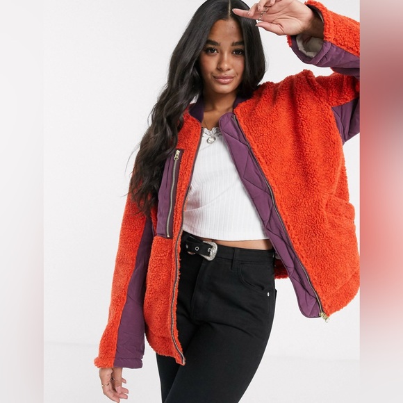 We The Free Jackets & Blazers - We The Free Rivington Sherpa Jacket in Orange and Purple S D4